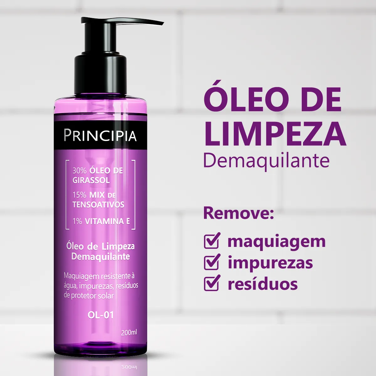 OLEO DE LIMPEZA DEMAQUILANTE PRINCIPIA OL-01 200ML - foto 2