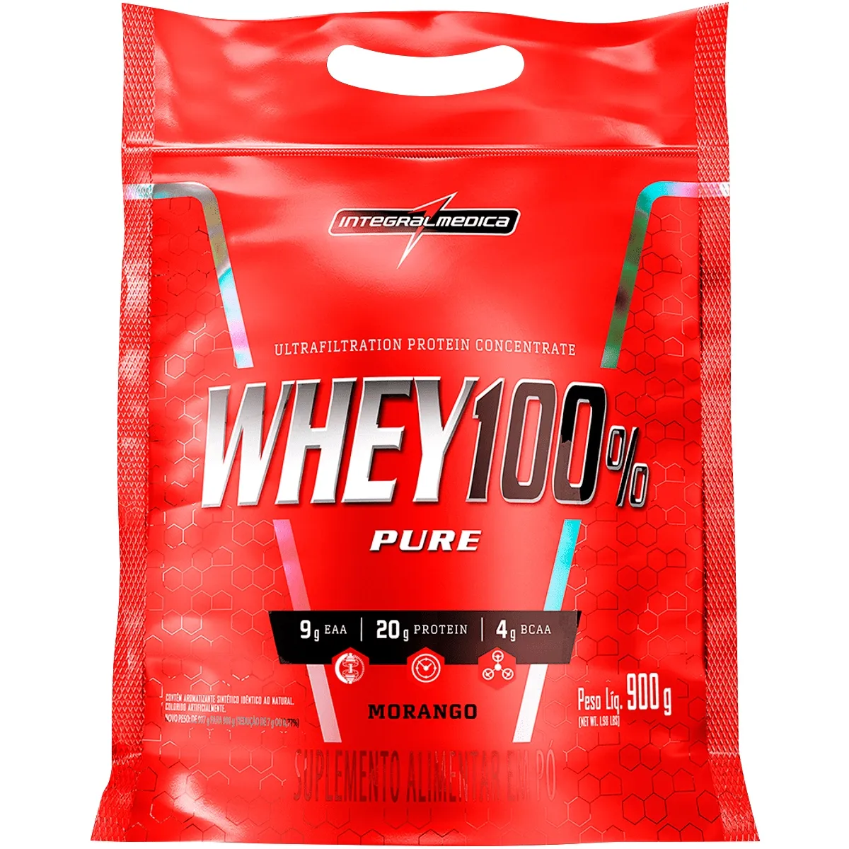 WHEY PROTEIN REFIL INTEGRAL MEDICA MORANGO 900G