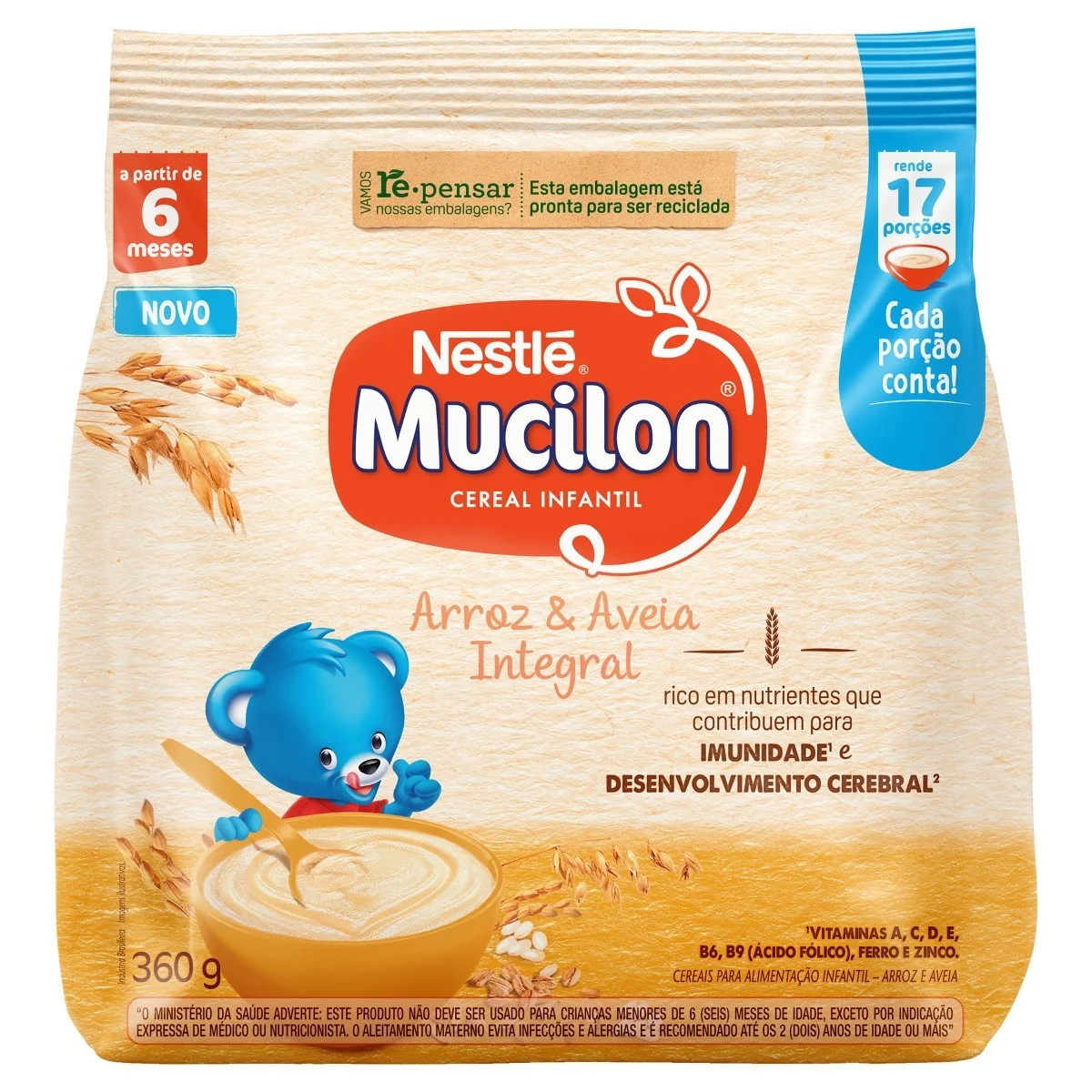 MUCILON ARROZ E AVEIA SACHE 360G