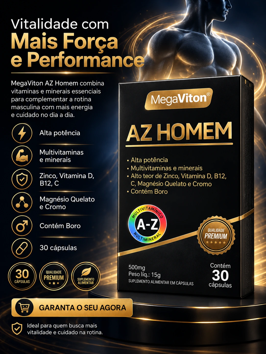MEGAVITON CX AZ HOMEM 500MG 30CAP