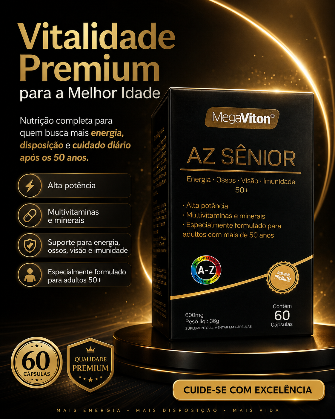 MEGAVITON CX AZ SENIOR 600MG 60CAP