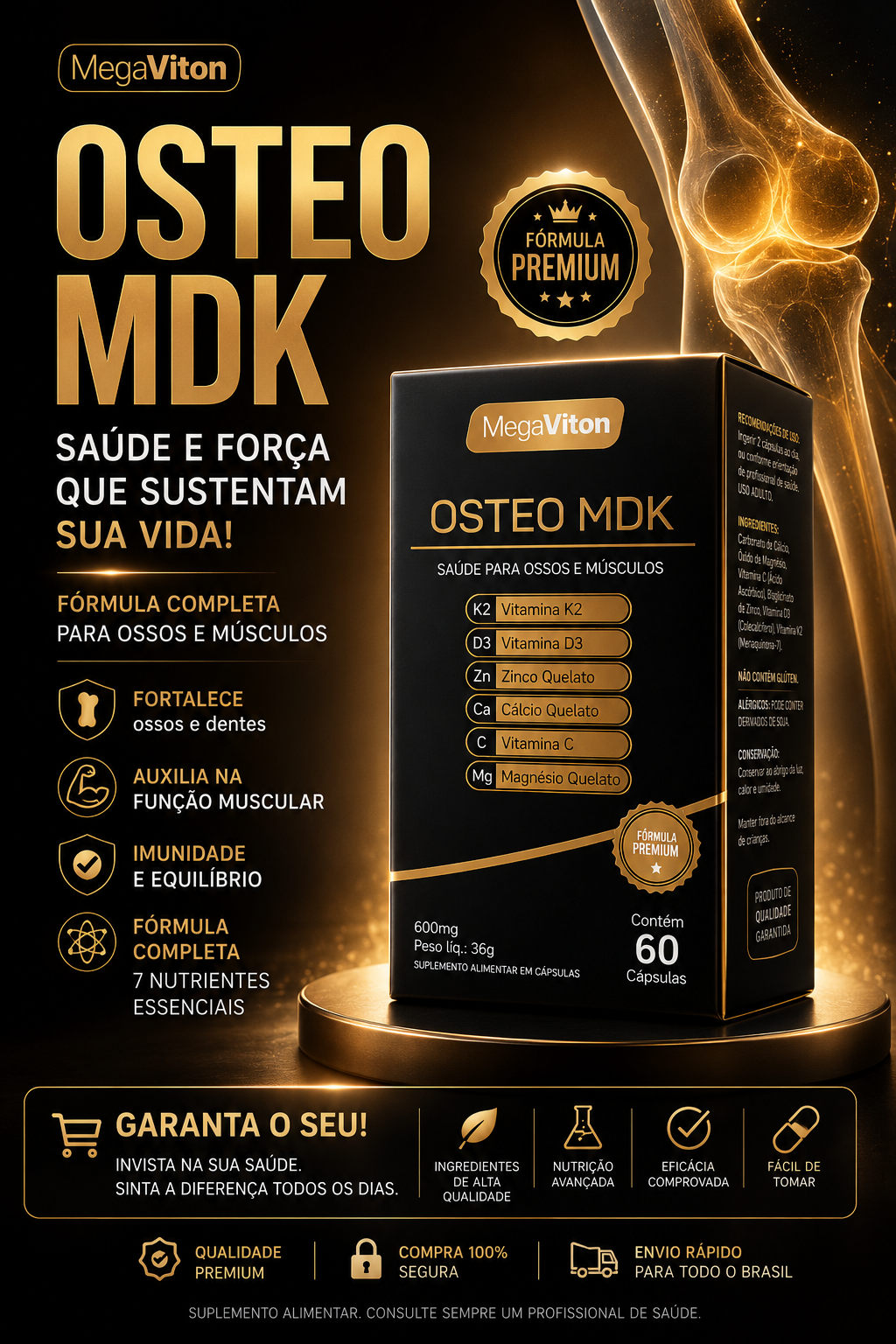 MEGAVITON OSTEO MDK 600MG 60CAPS