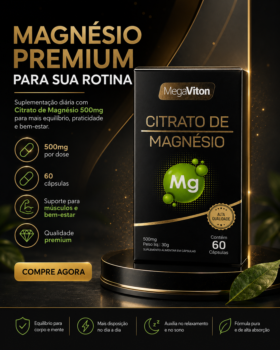 MEGAVITON CITRATO DE MAGNESIO 500MG 60 CPS