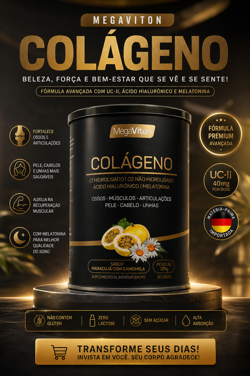 MEGAVITON COLAGENO CAMOMILA/MARACUJA PO 375G