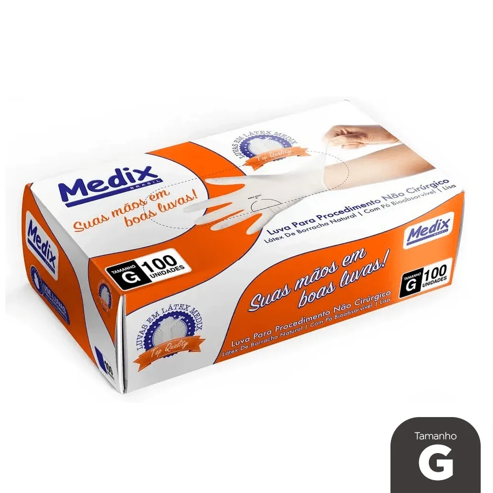 LUVA DE LATEX MEDIX G 100UN