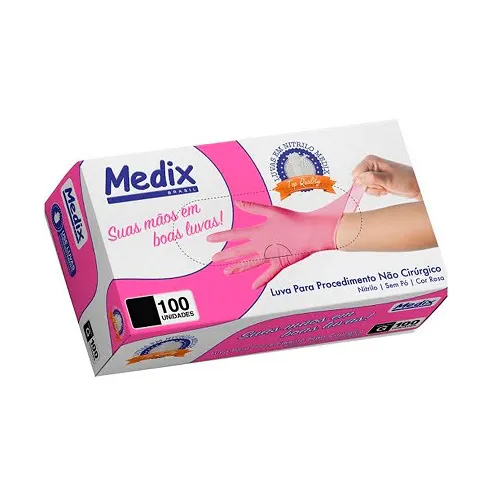 LUVAS NITRILICA S/PO ROSA M 100UN
