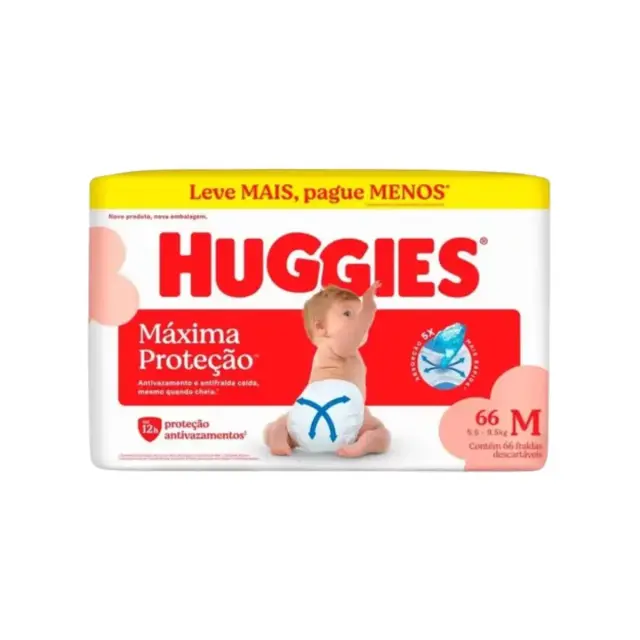 FRALDA HUGGIES S CARE M 66UN