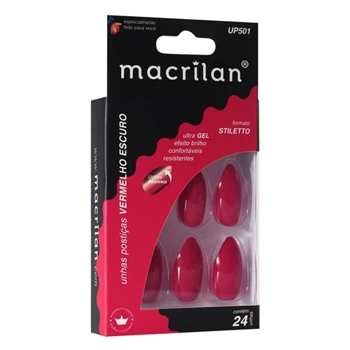 UNHAS POSTICAS MACRILAN STILETO VERM ESCURO