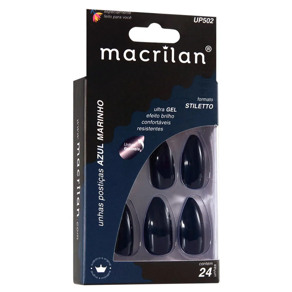 UNHA POSTICA STILETTO 20U AZUL