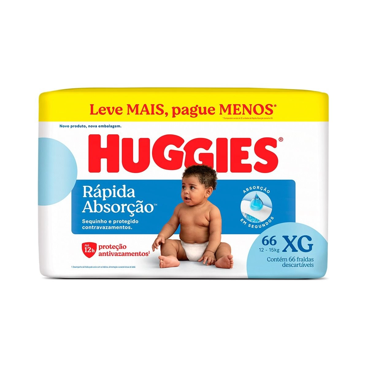 FRALDA HUGGIES AZUL XG 66 UNID