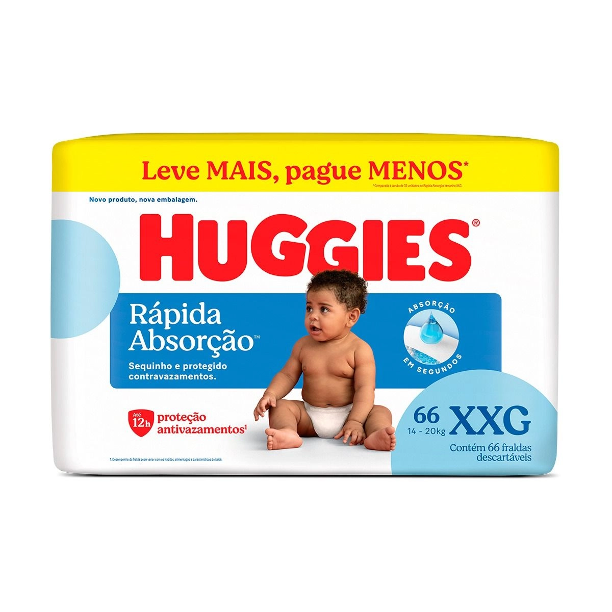 FRALDA HUGGIES AZUL XXG 66 UNID